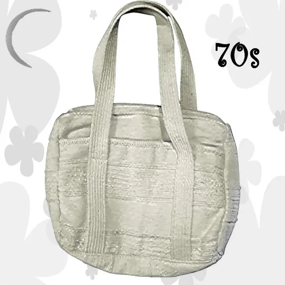 Cotton Cloth Purse Boho Cottagecore 70s Vintage Hippie Bag - Picture 1 of 12